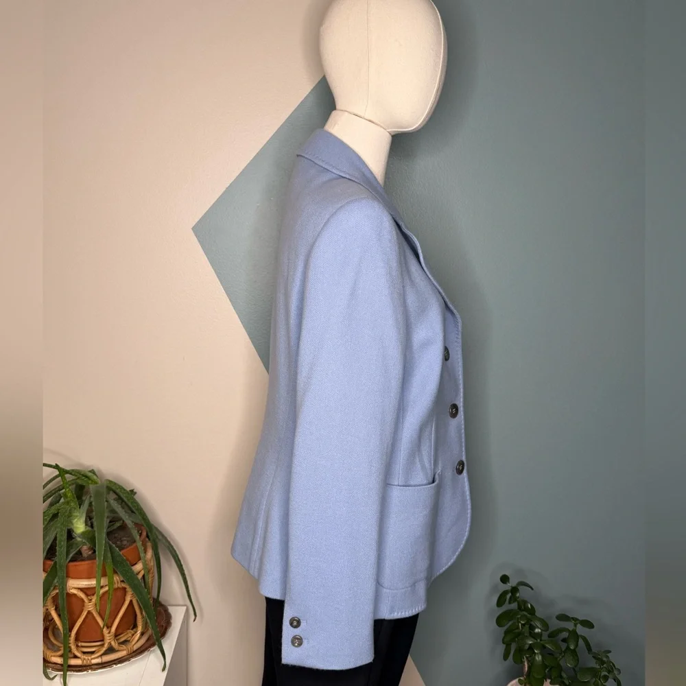 ESCADA Cashmere Blend Blazer 42 Skylight Blue Wool Tailored Jacket EU 42 US 12 - Picture 5 of 15